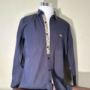 Burberry London Slim Fit Navy L/S Button Down Shirt - Men’s XL running small